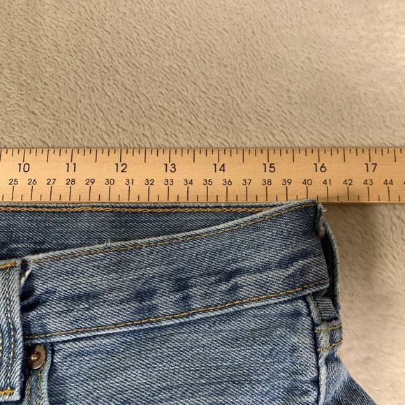 VTG Levis 501 Jeans Mens 31x27 Blue Denim Straight Button Fly Light‎ Wash Hemmed - Picture 4 of 13